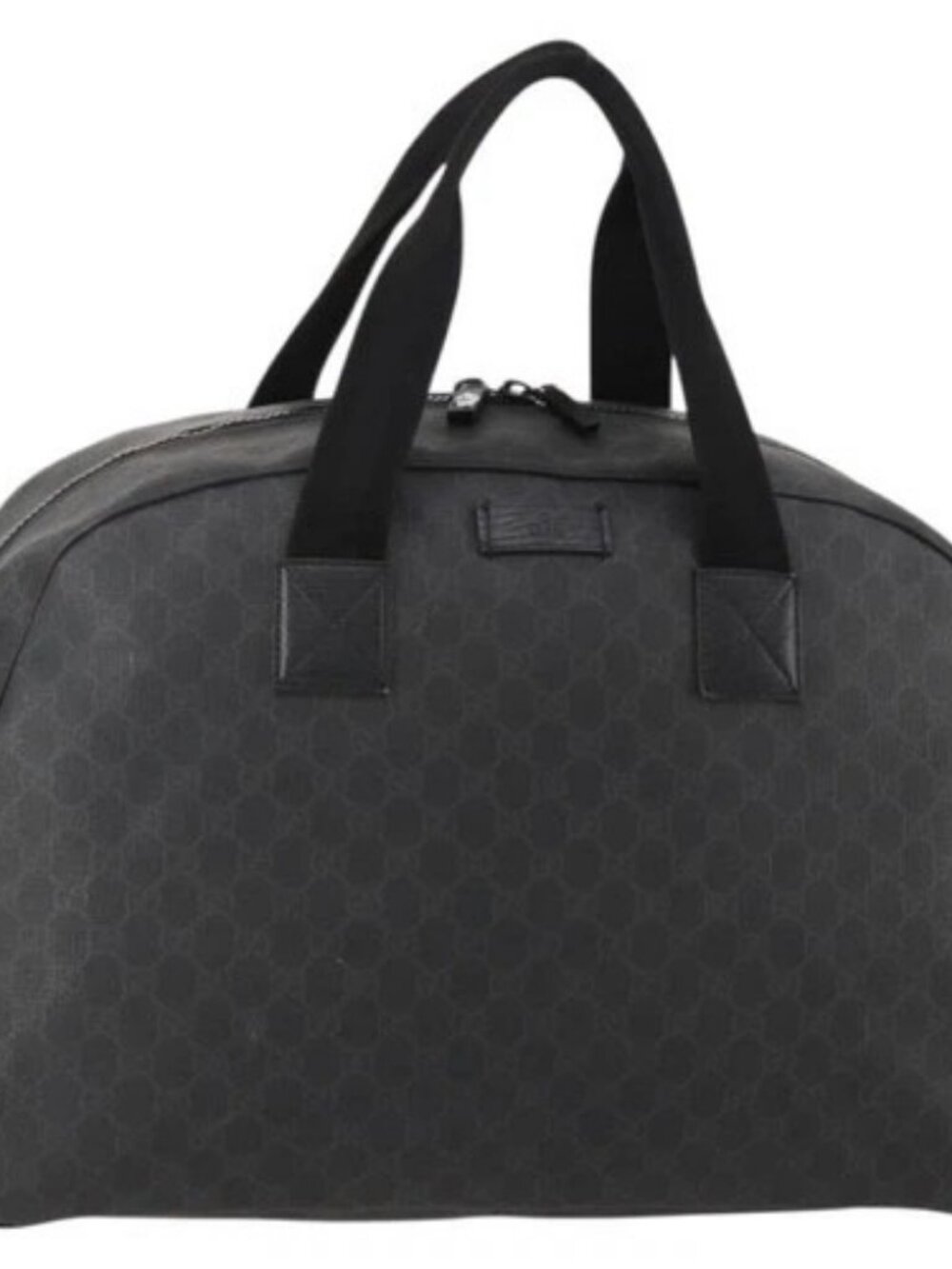 GUCCI GG Supreme Boston Bag PVC Black Silver Auth 188355A